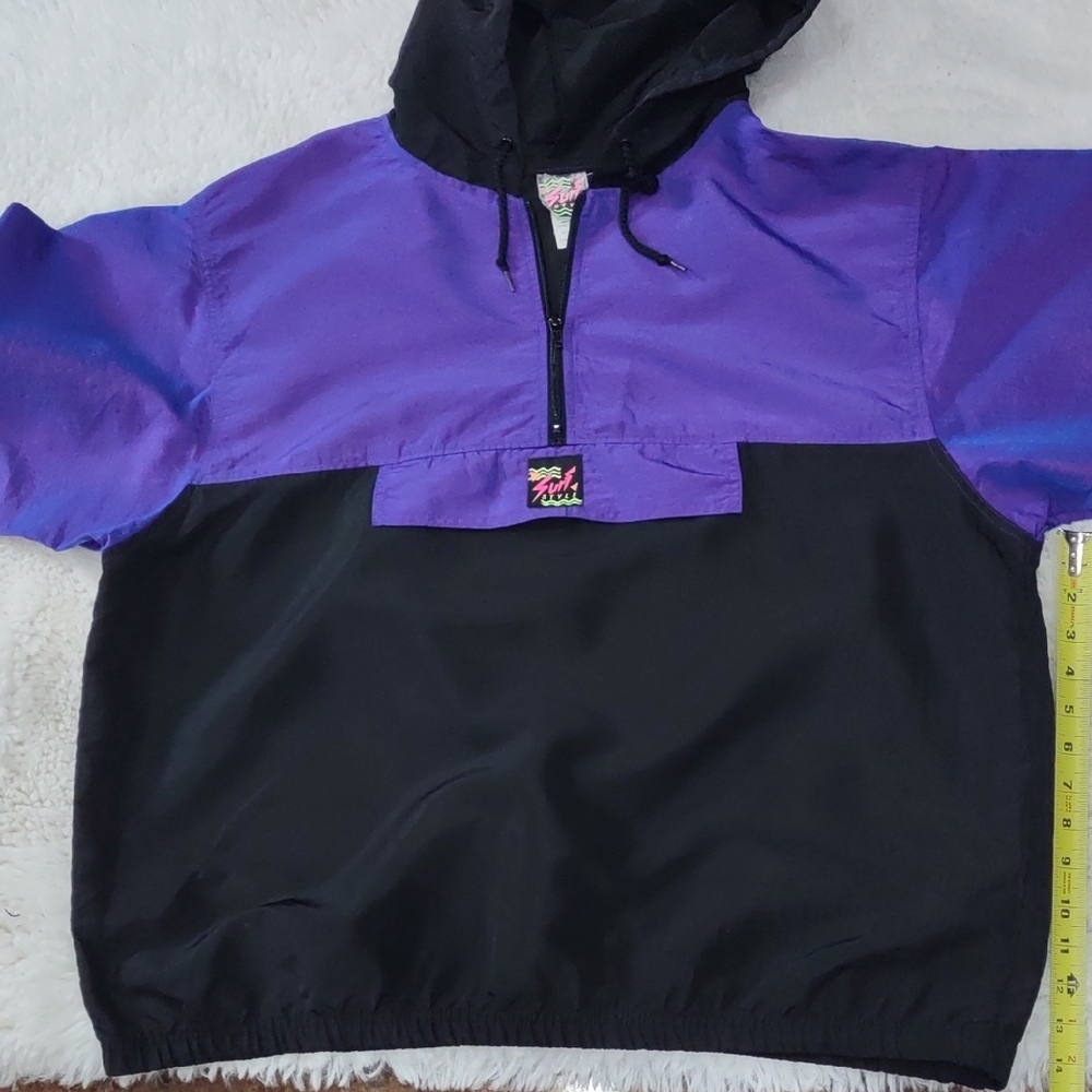 Surf Style,Vintage Purple and Black Windbreaker Jacket - Picture 15 of 17